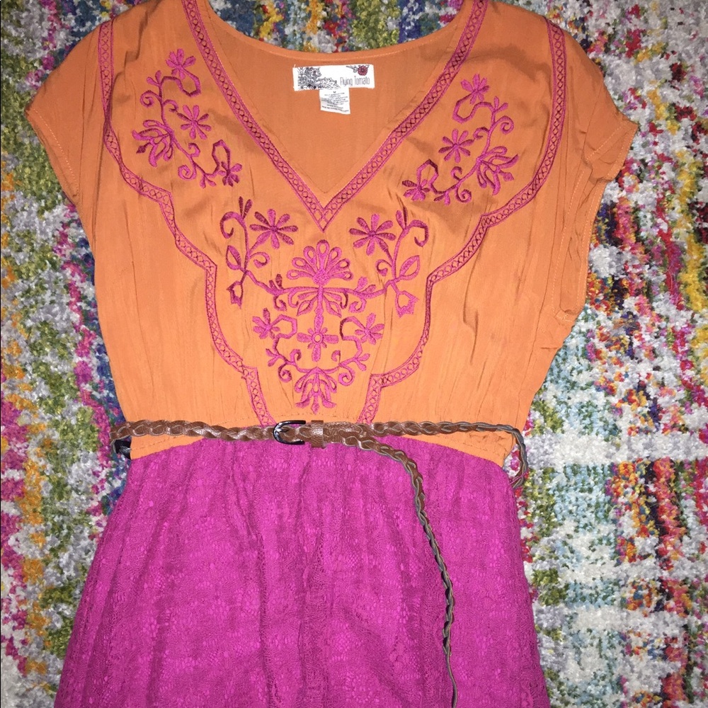 Orange and red Flying Tomato Dress high low